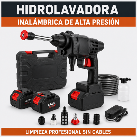 Hidrolavadora Inalámbrica de Alta Presión — Limpieza Profesional Sin Cables