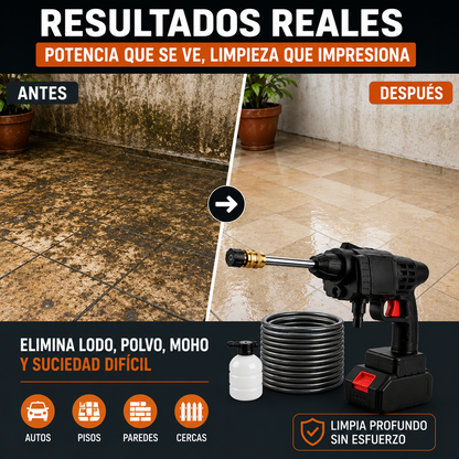 Hidrolavadora Inalámbrica de Alta Presión — Limpieza Profesional Sin Cables